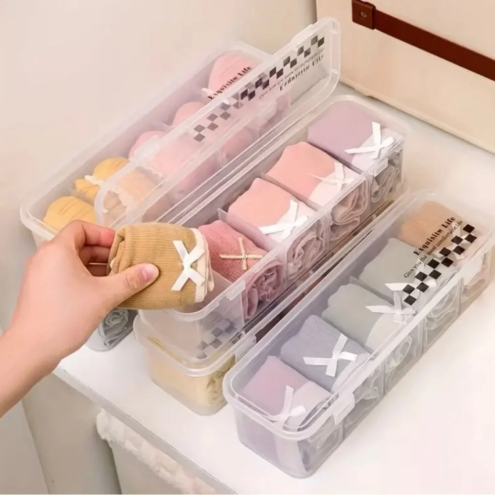 4 multi-grid socks drawer storage boxes underwear drawer household space saving